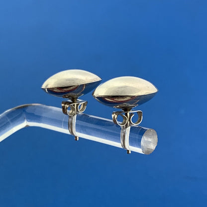 Estate 925 Sterling Silver Modernist Polished 3D Button Disc Stud Earrings