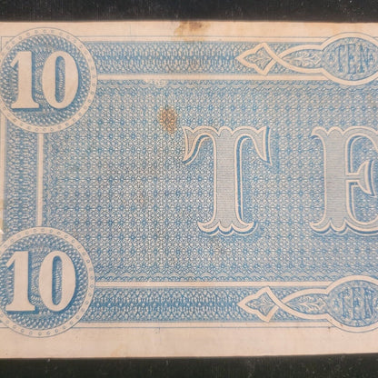 1864 $10 Richmond, VA Confederate States of America Obsolete Currency Bank Note