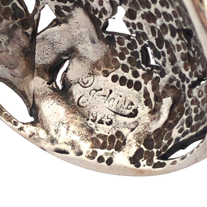 Artisan J Laine Sterling Silver Floral Teardrop Drop Dangle Statement Earrings