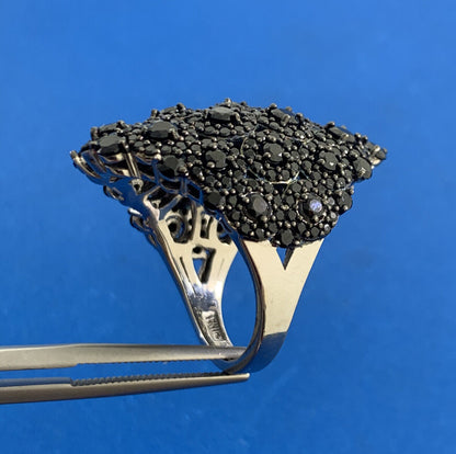 Black onyx 925 sterling silver statement cluster ring