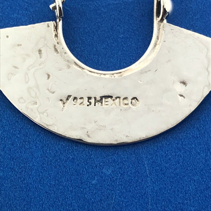 Stunning Mexican Sterling Silver 925 Textured Crescent Drop Wire Hook Earrings