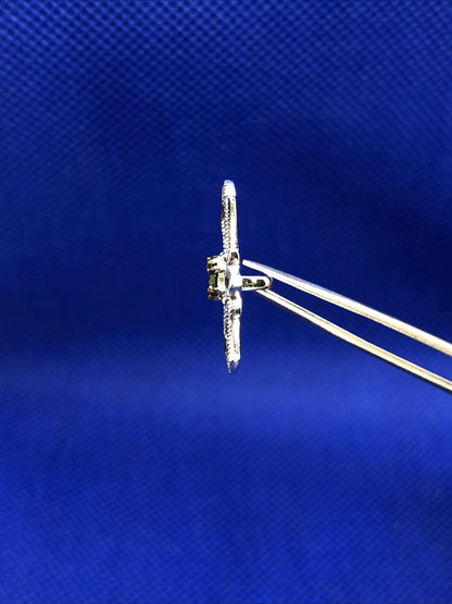 Designer DBI Green White Cubic Zirconia Sterling Silver Cross Statement Pendant