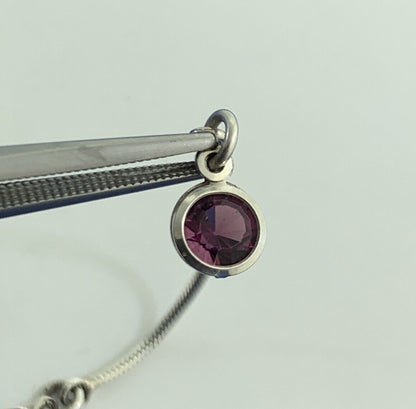 Italy Purple Amethyst 925 Sterling Silver Box Chain Dangle Stud Earrings