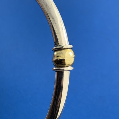 Vintage Taxco 925 Sterling Silver Vermeil Two Tone Ball Station Bangle Bracelet