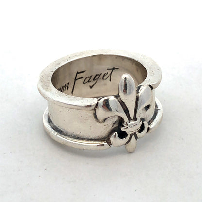 925 Sterling Silver Mignon Faget Louisiana Coll Fleur De Lis Wide Band Ring