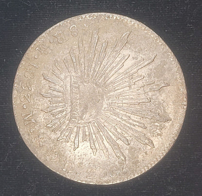 1833 Mo 8R Mexican Mint Mexico M.J. .903 Silver Milled Cap & Rays Libertad Coin