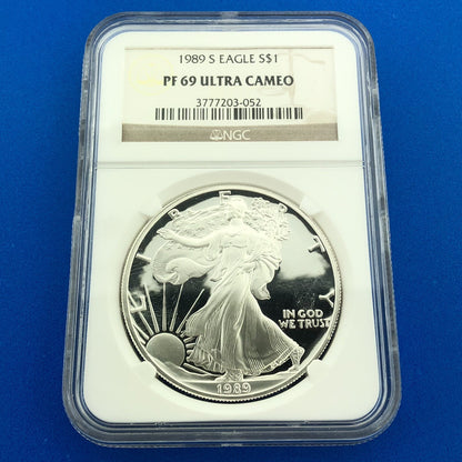 1989 S Proof American Silver Eagle 1 Oz 999 Fine Silver NGC PF69 Ultra Cameo