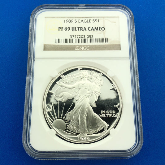 1989 S Proof American Silver Eagle 1 Oz 999 Fine Silver NGC PF69 Ultra Cameo