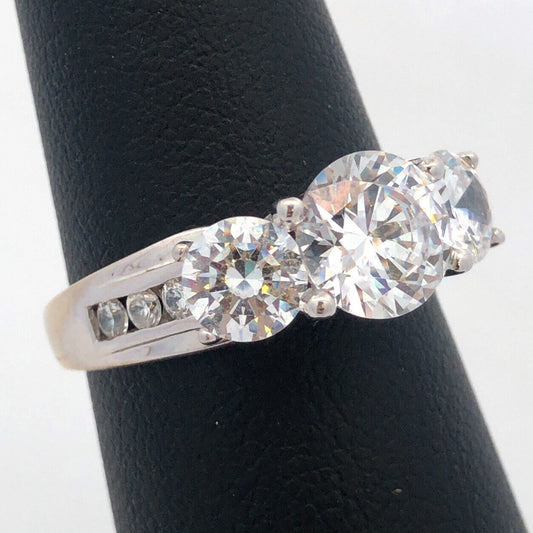 14K White Gold Cubic Zirconia CZ Celibrate Trio Engagement Anniversary Ring