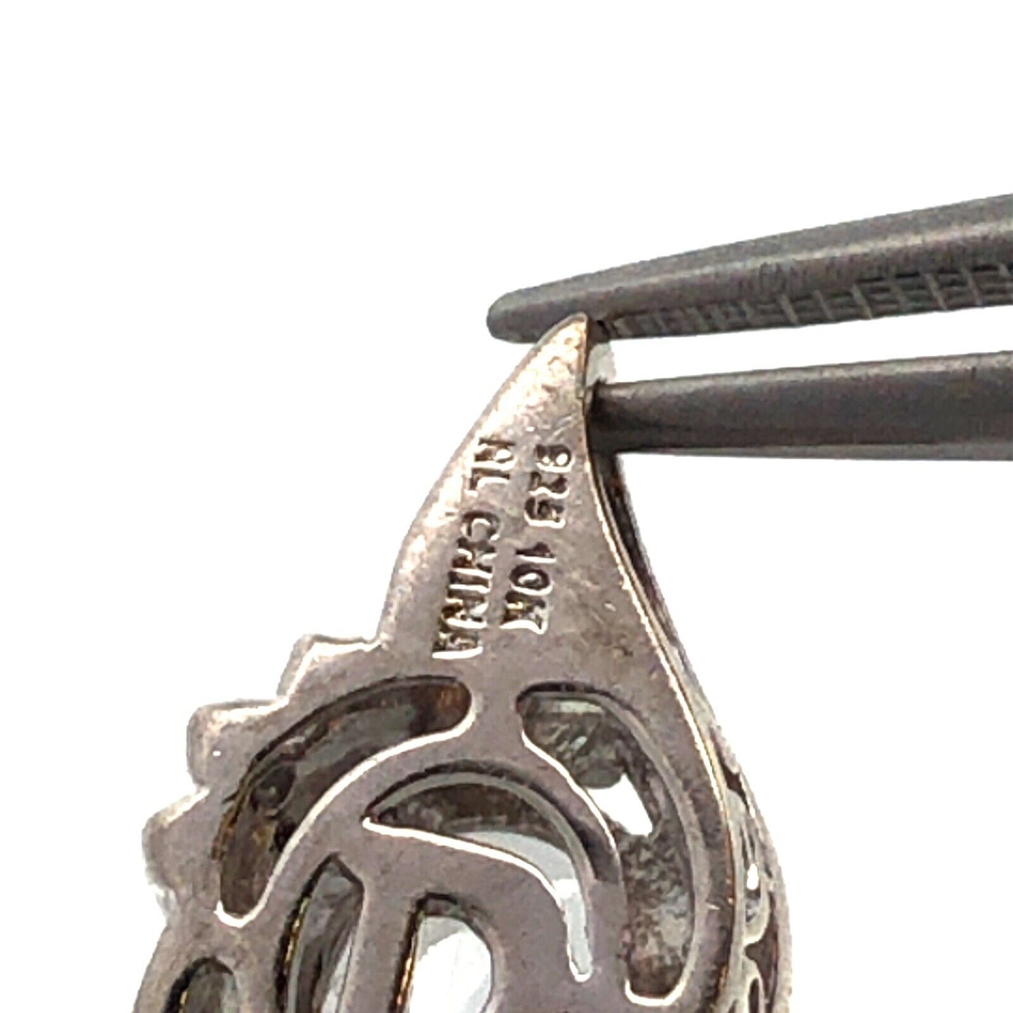 Designer 925 Sterling Silver 10K Gold Oval Light Blue Topaz Diamond Pendant