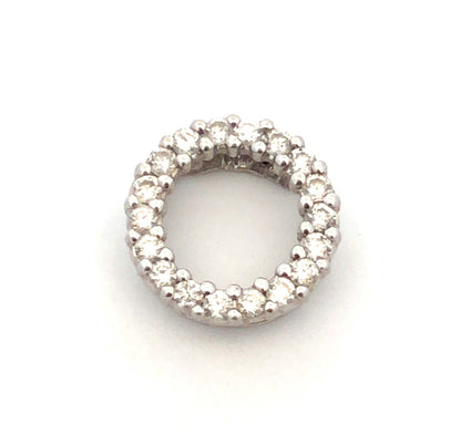 Designer JX 14K White Gold Diamond Round Ring Infinity Eternity Pendant