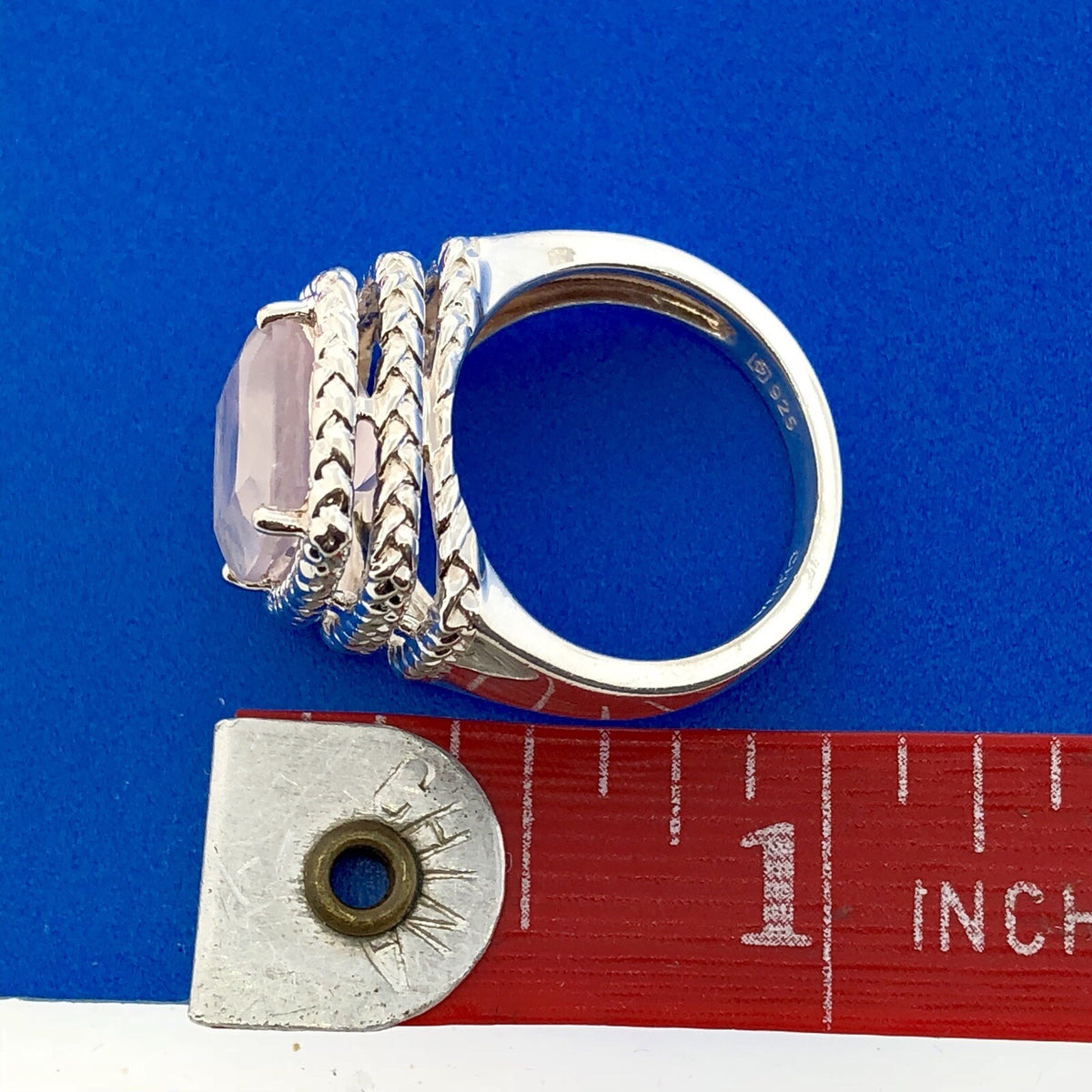 Designer 925 Sterling Silver Rose Quartz Trust Love Harmony Relationship Ring