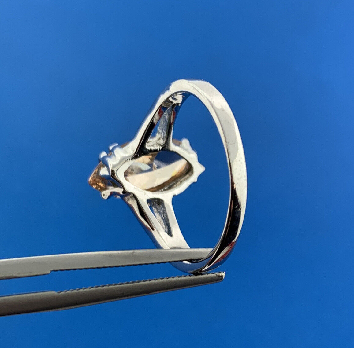 Designer FAS 925 Sterling Silver Brilliant Marquise Orange Cubic Zirconia Ring