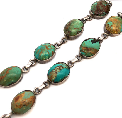 Vintage Native American 925 Sterling Silver Green Turquoise Statement Necklace