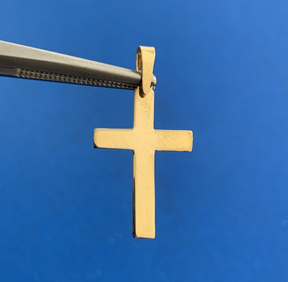 Minimalist 14K Yellow Gold Polished Cross Religious Easter Communion Pendant