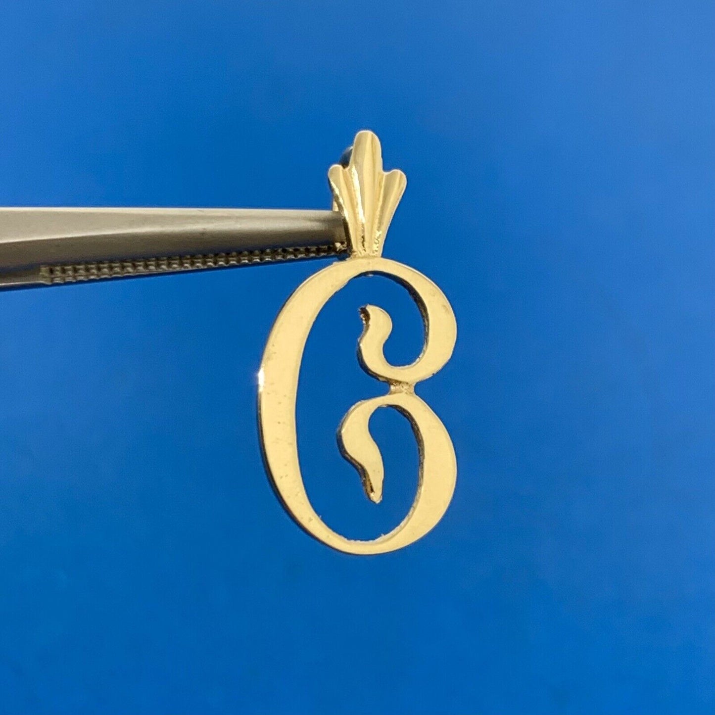 Designer 14K Yellow Gold Script Initial Letter Monogram C Charm Pendant