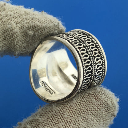 Designer BA Suarti Sterling Silver 925 Chalcedony Blue Lace Agate Cocktail Ring