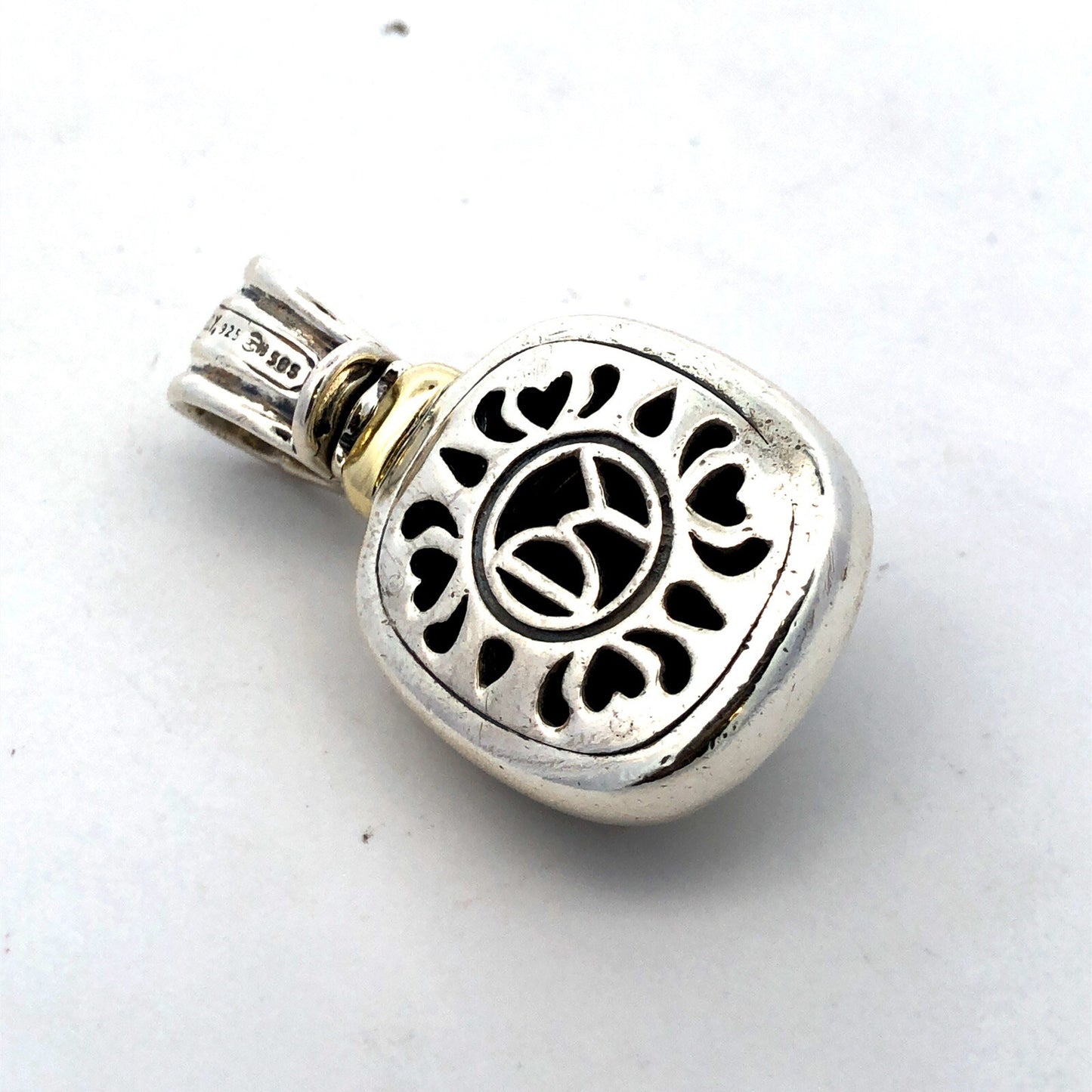 David Yurman 925 Sterling Silver 14K Gold Black Onyx Albion Enhancer Pendant