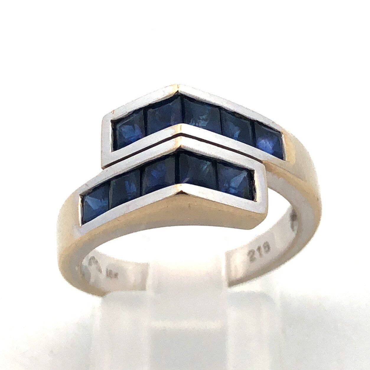 Modernist 18k White Gold Sapphire September Anniversary Birthday Abstract Ring