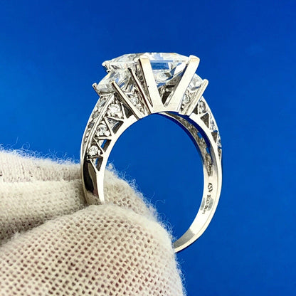 Sparkling 14K White Gold Princess Cut Cubic Zirconia Statement Engagement Ring