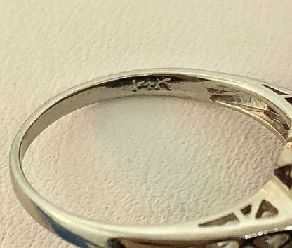 Estate 14K White Gold Diamond Star Cluster Princess Style Cocktail Ring