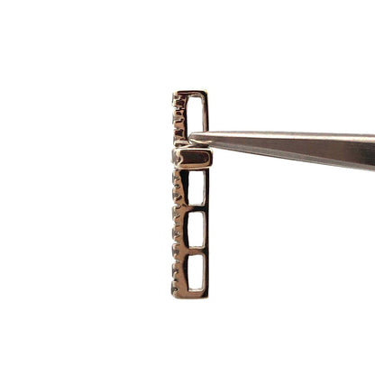 Designer 10K White Gold Round Diamond Cross Catholic Christian Pendant