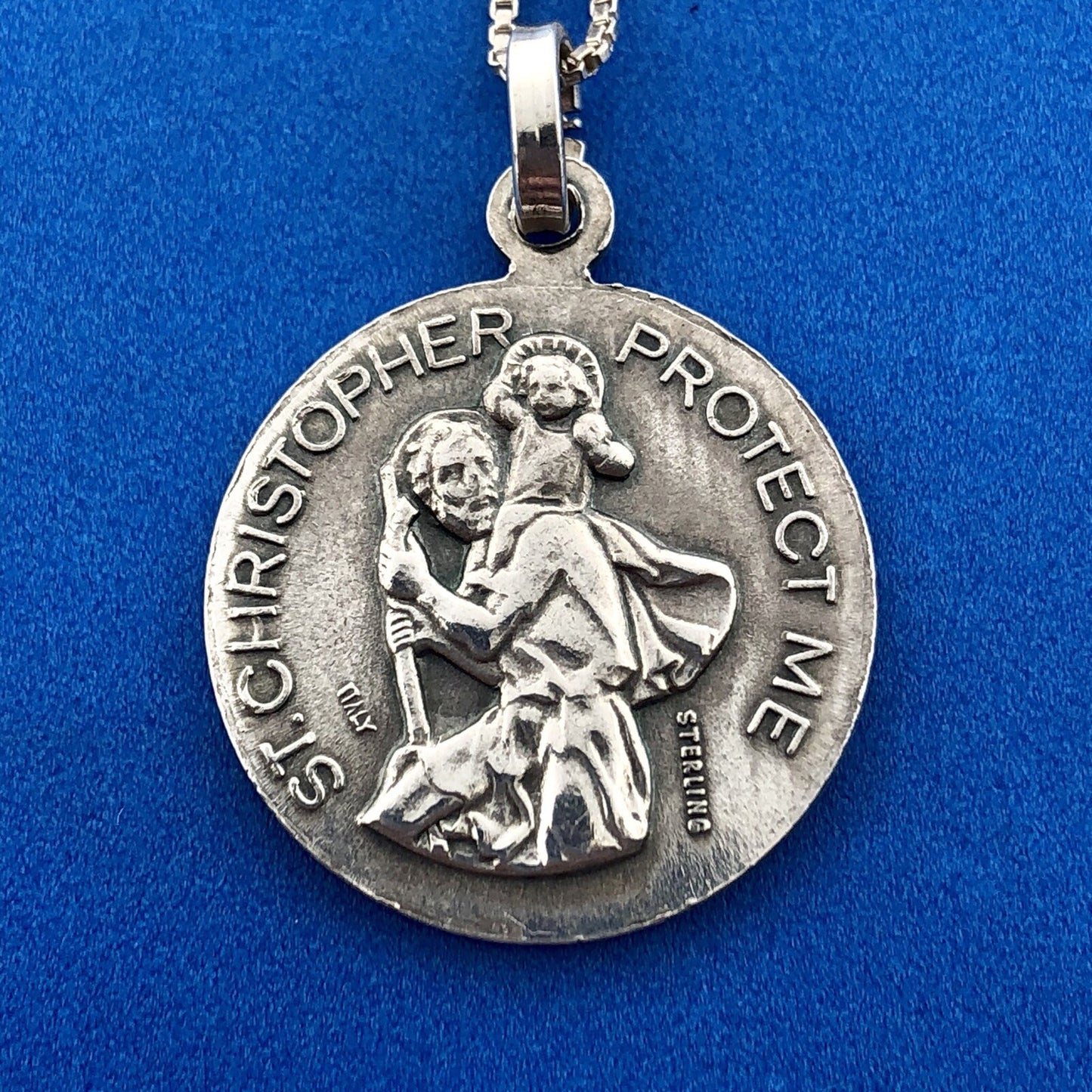 Designer FAS Italy Sterling Silver St Christopher Girl Soccer Pendant Necklace