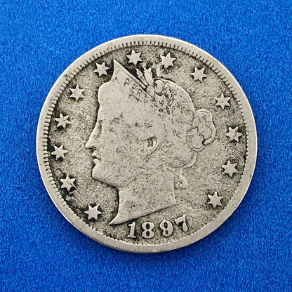 1897 P Liberty Head Nickel Five Cents 5c Better Key Rare Philadelphia Mint Coin