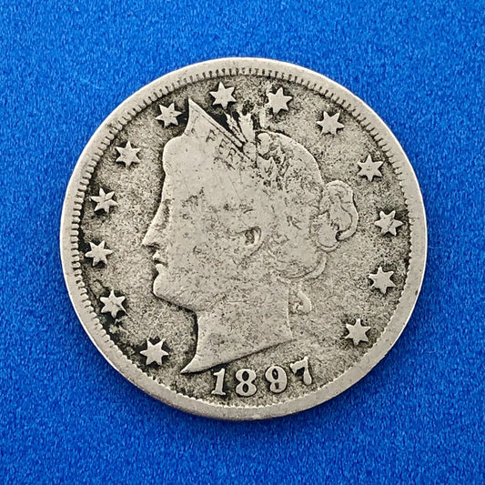 1897 P Liberty Head Nickel Five Cents 5c Better Key Rare Philadelphia Mint Coin