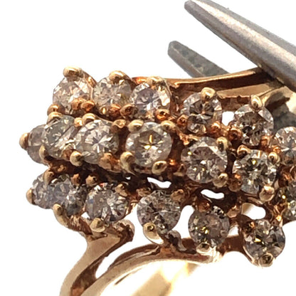 Vintage 10K Yellow Gold 417 Diamond Waterfall Bypass Statement Cocktail Ring