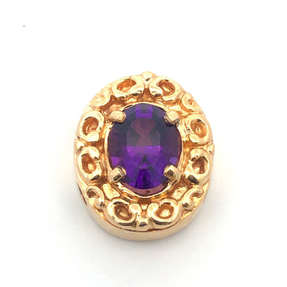 14k Yellow Gold Slide Amethyst Slide Charm Pendant