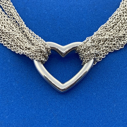 Authentic Tiffany & Co Heart Ornament Mesh Chain Twenty Strand Toggle Necklace