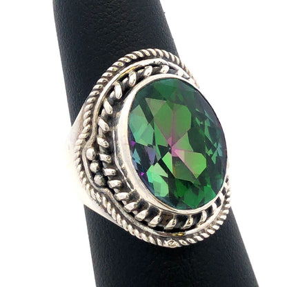 925 Sterling Silver Multicolored Cushion Cut Oval Cubic Zirconia Ring