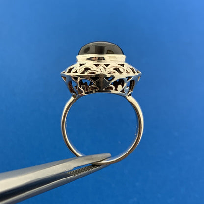 Designer Sterling Silver 925 Cabochon Square Garnet Statement Ring Size 6.75