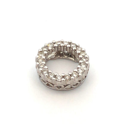 Designer JX 14K White Gold Diamond Round Ring Infinity Eternity Pendant