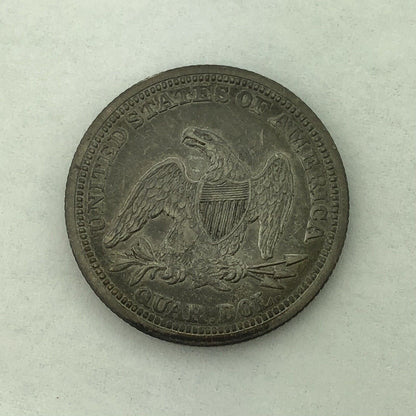 1857 P Silver Seated Quarter Dollar No Motto Philadelphia Mint Coin Extra Fine