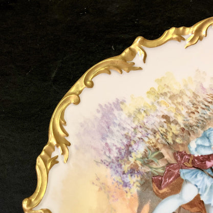 Wm Guerin & Co Limoges France Painted Courtship Gold Dinner Plate 11.5"