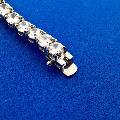 Glamorous Designer Sterling Silver Cubic Zirconia CZ Statement Tennis Necklace