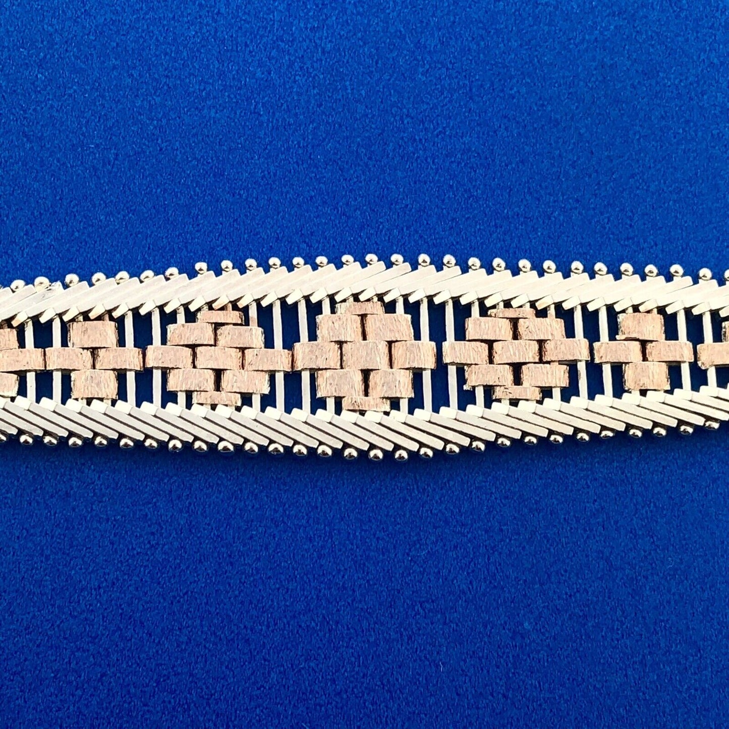 Designer Milor Italy 925 Sterling Silver Copper Two Toned Diamond Cut Bracelet