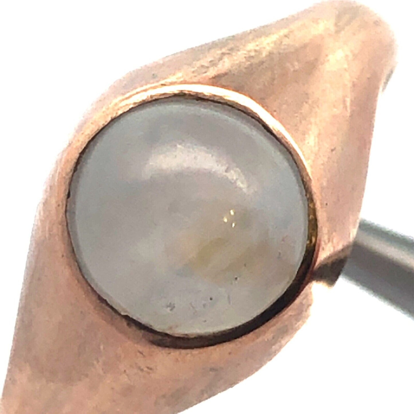 10K Rose Gold Round Moonstone Unisex Dome Ring