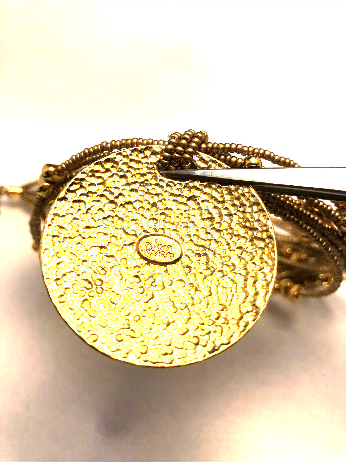Joan Rivers Gold Tone Beaded 10-Strand Metal Disc Statement Necklace