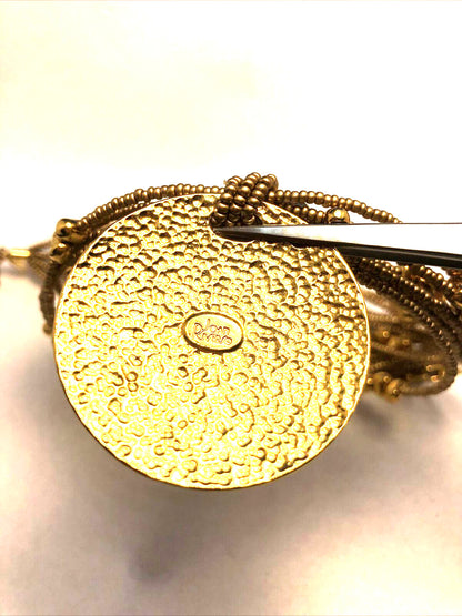 Joan Rivers Gold Tone Beaded 10-Strand Metal Disc Statement Necklace