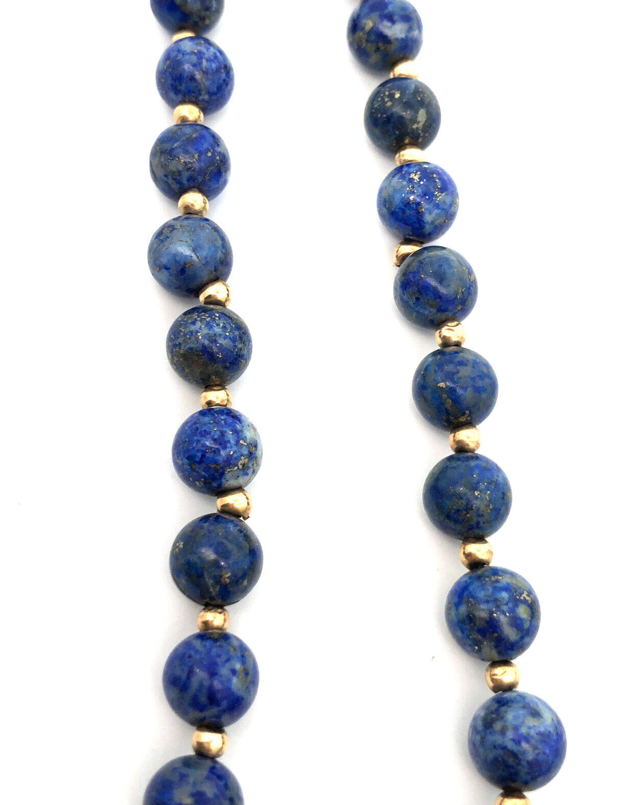 Vintage 14K Yellow Gold Lapis Lazuli Bead Enlightenment Self Awareness Necklace