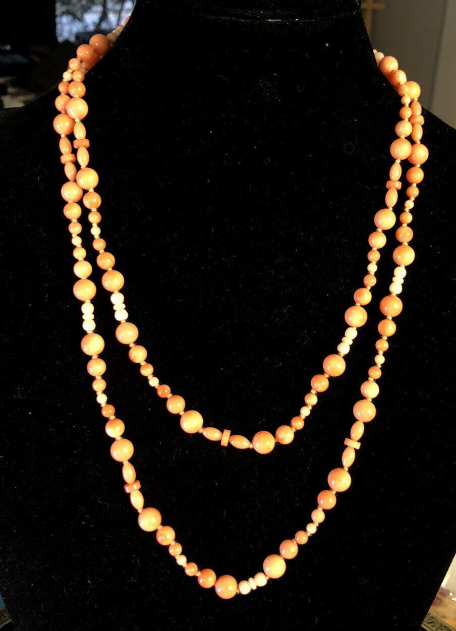 Designer Chan Luu 925 Sterling Silver Salmon Pink Coral Beaded Necklace