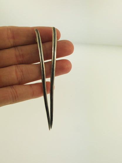Vintage Mignon Faget 14K Yellow Gold Sterling Silver Thorn Statement Earrings