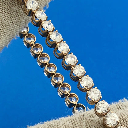 Designer 14K Yellow Gold Cubic Zirconia CZ Statement Tennis Bracelet