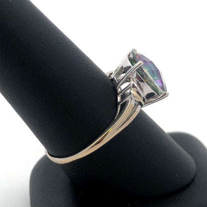 Gorgeous 14K White Gold Oval Mystic Topaz Cocktail Ring