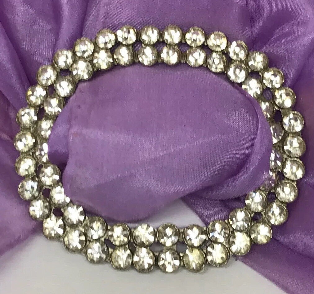 Vintage Runway Silver Tone Rhinestone Oval Statement Scarf Belt Slide Buckle