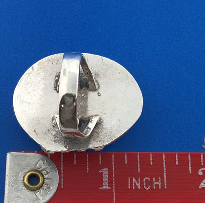 Estate Native American 925 Sterling Silver Turquoise Cabochon Statement Ring