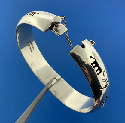 Vintage Taxco Mexico TM-143 Sterling Silver 925 Storyteller Hinged Cuff Bracelet